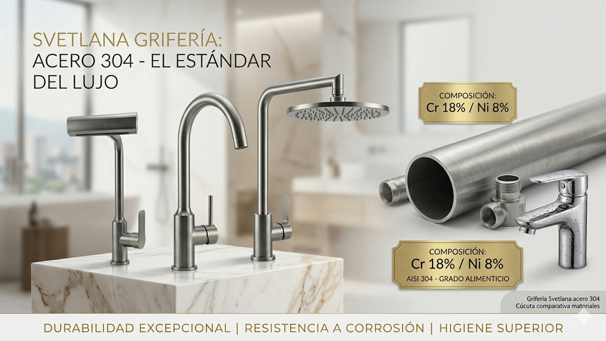 Grifería Svetlana acero 304 Cúcuta comparativa materiales ABS cromado