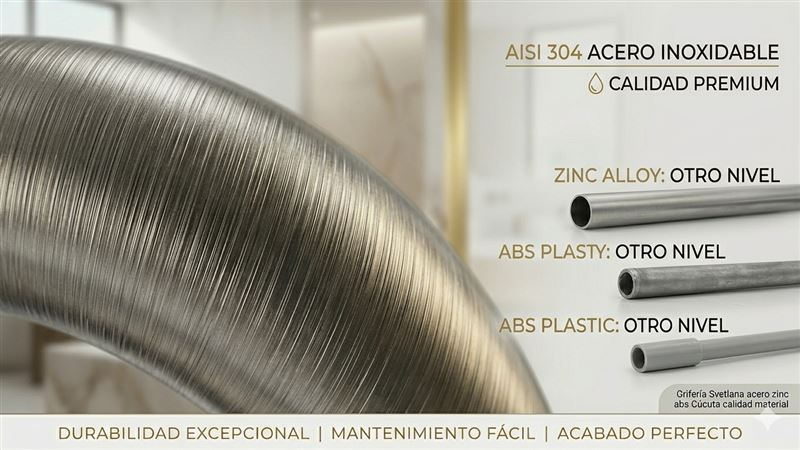 Comparativa materiales grifería acero 304 zinc zamak ABS prueba imán Colombia