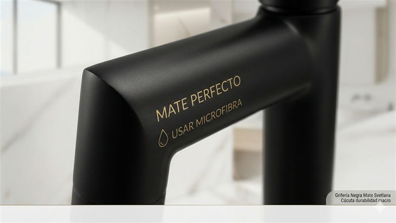 Limpieza grifería negra mate recubrimiento PVD paño microfibra Colombia