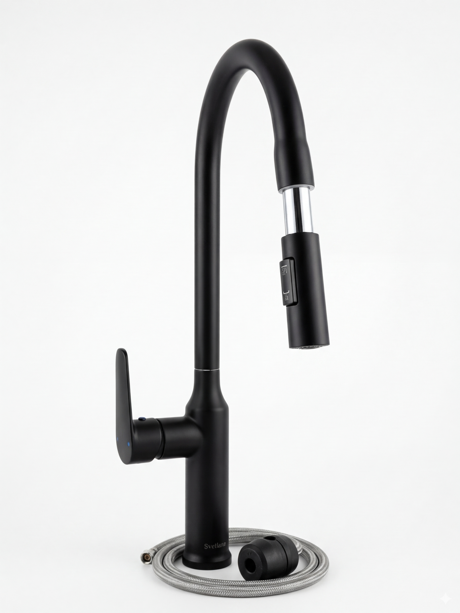 Grifería cocina negra mate extensible GSF3 — Acero 304 PVD