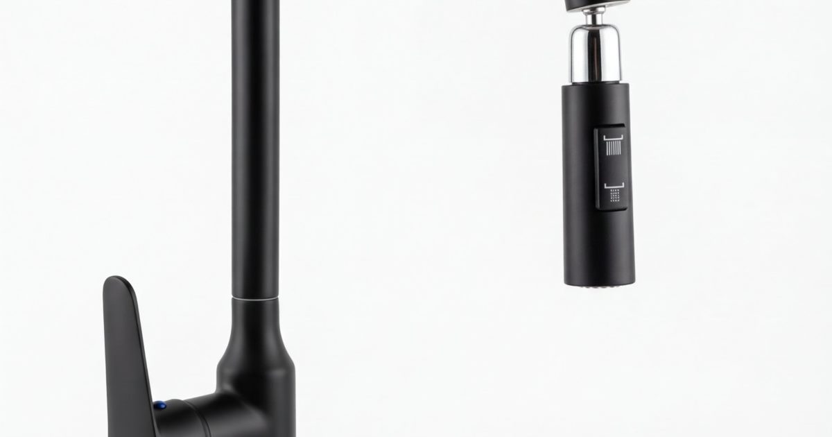 Grifería Cocina Negra Mate Extensible Acero 304 PVD — Svetlana GSF3-BLACK