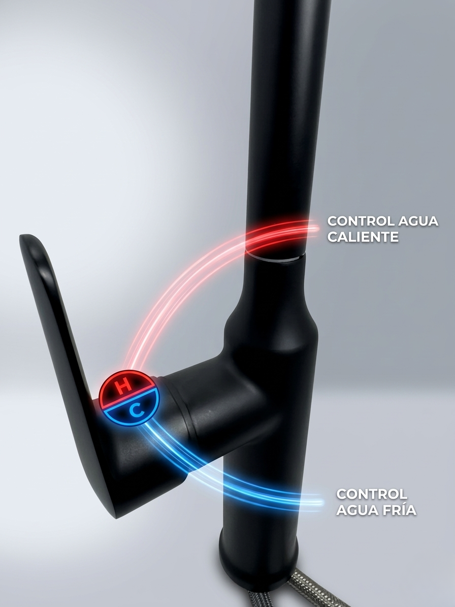 Chorro agua caliente grifería negra