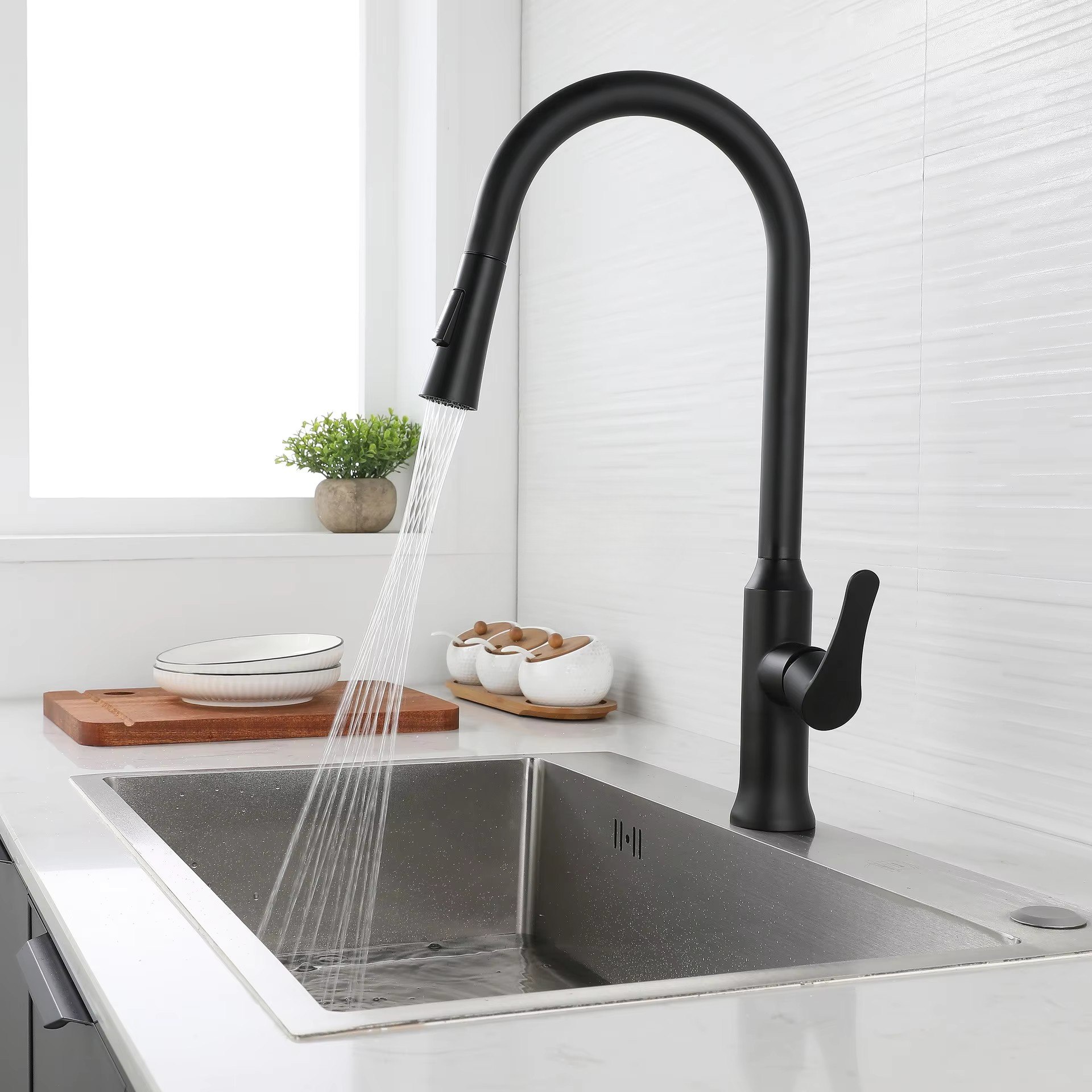 Diagrama cartucho cerámico grifería negra — corte transversal