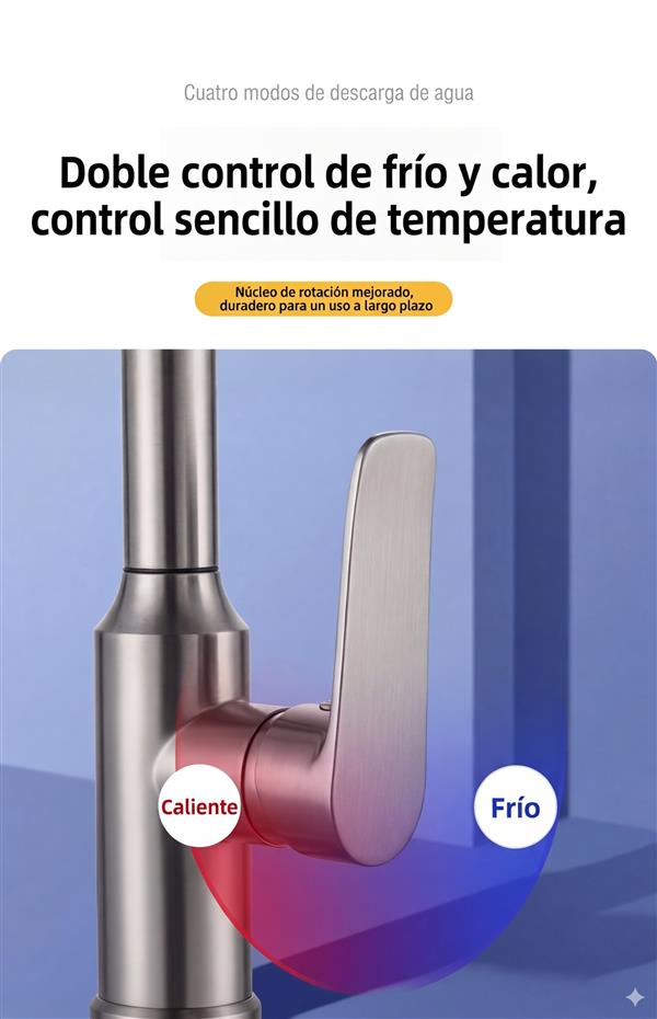 Grifo Cocina Pro 360° monocomando agua fría y caliente — acero 304 Cúcuta Colombia