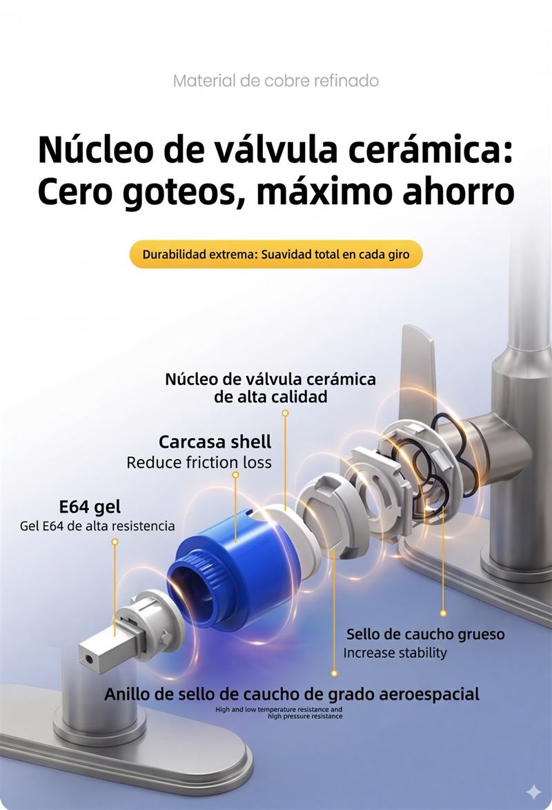 Cartucho cerámico válvula anti-goteo grifo cocina acero 304 — ingeniería interna GSF4-PRO Svetlana Cúcuta