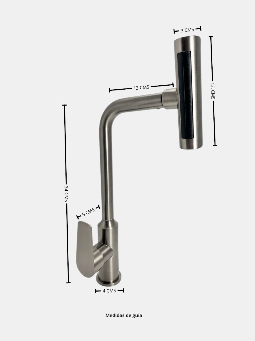 Grifo Cocina Pro 360° medidas — foto real
